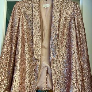 NWOT Ann Taylor LOFT Women's Shimmering Sequin Blazer - Rose Gold